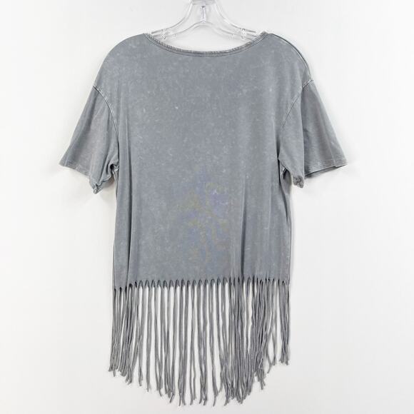 AC/DC Gray T Shirt Medium Fringe Bottom Band Tee Rock and Roll Music Women's Med - Picture 2 of 7